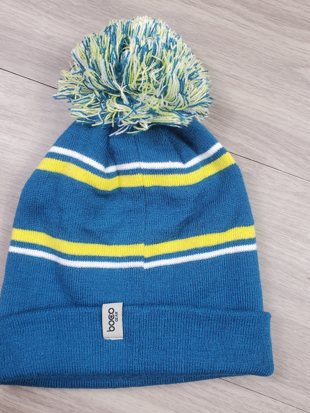 BOCO Gear Pom Pom Beanie Blue Yellow White One Size